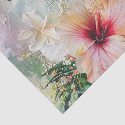 Roze Perzik Tropische Hibiscus Bloemen Verjaardag Tissuepapier