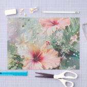 Roze Perzik Tropische Hibiscus Bloemen Verjaardag Tissuepapier (Craft)