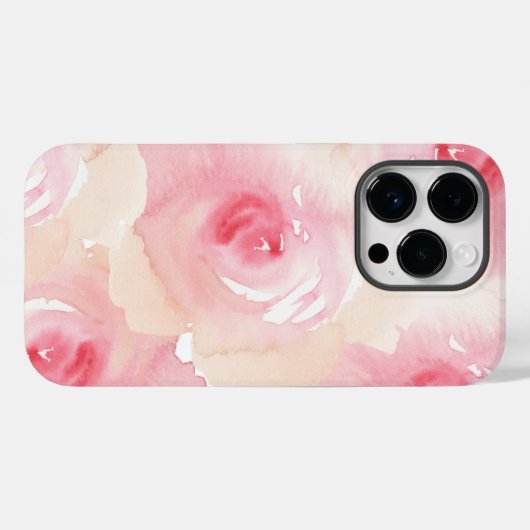 Roze Perzik Waterverf Bloemen Case-Mate iPhone Case (Achterkant (horizontaal))