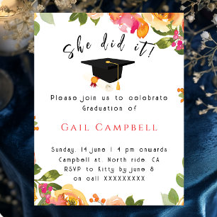 Roze & perzik waterverf bloemenfoto kaart