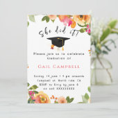 Roze & perzik waterverf bloemenfoto kaart (Staand voorkant)