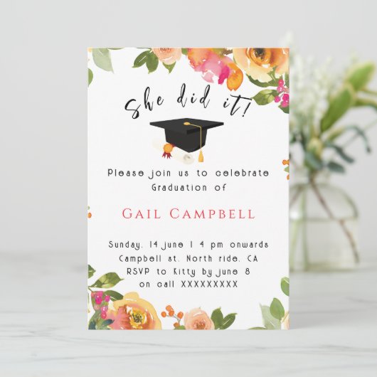 Roze & perzik waterverf bloemenfoto kaart (Staand voorkant)