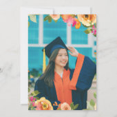 Roze & perzik waterverf bloemenfoto kaart (Achterkant)