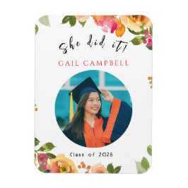 Roze & perzik waterverf bloemenfoto magneet