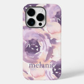 Roze Perzik Waterverf Bloemenmonogram Case-Mate iPhone Case (Achterkant)