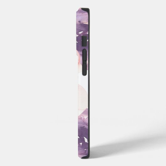 Roze Perzik Waterverf Bloemenmonogram Case-Mate iPhone Case (Achterkant / Links)