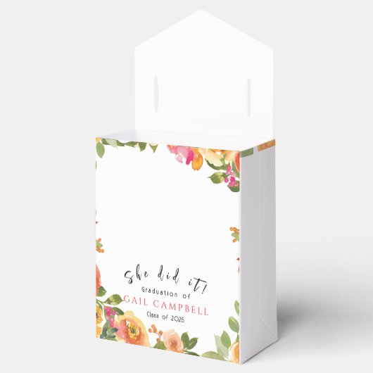 Roze & perzik waterverf bloemig bedankdoosjes (Geopend)