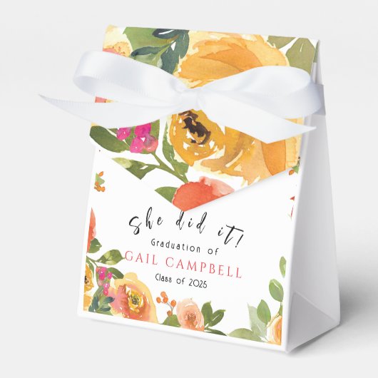 Roze & perzik waterverf bloemig bedankdoosjes (Voorkant Zijde)