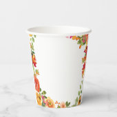 Roze & perzik waterverf bloemig papieren bekers (Achterkant)