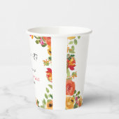 Roze & perzik waterverf bloemig papieren bekers (Links)