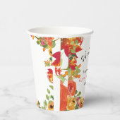 Roze & perzik waterverf bloemig papieren bekers (Rechts)