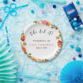 Roze & perzik waterverf bloemig papieren bordje (Feest)