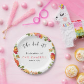 Roze & perzik waterverf bloemig papieren bordje (Feest)