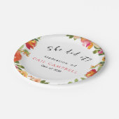 Roze & perzik waterverf bloemig papieren bordje (Gekanteld)