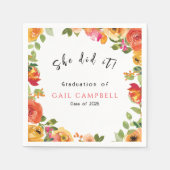 Roze & perzik waterverf bloemig servet (Voorkant)