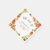 Roze & perzik waterverf bloemig servet (Hoek)