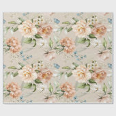 Roze & Perzik Waterverf Bloemmotief Bruiloft Cadeaupapier (Vlak)