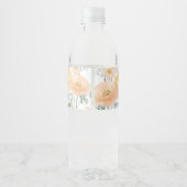 Roze Perzik Wilde Bloemen Bruiloft Waterfles Label Etiket (Achterkant)