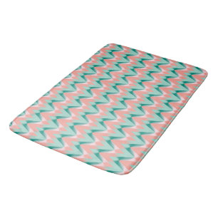 Roze Perzik Yukka En Groen ZigZag Patroon Badmat