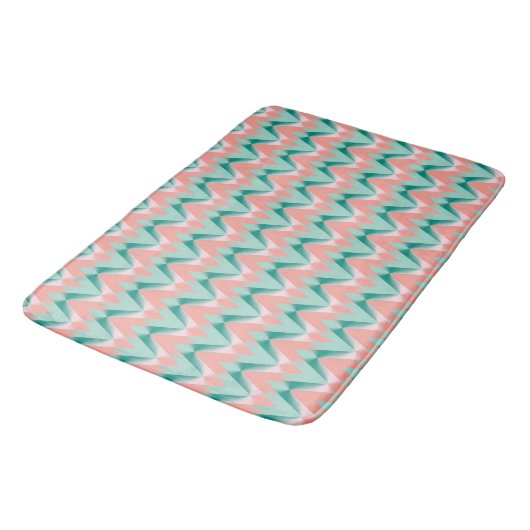 Roze Perzik Yukka En Groen ZigZag Patroon Badmat (Gekanteld)