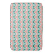Roze Perzik Yukka En Groen ZigZag Patroon Badmat (Voorkant Verticaal)
