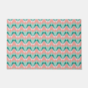 Roze Perzik Yukka En Groen ZigZag Patroon Deurmat