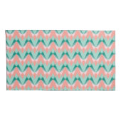 Roze Perzik Yukka En Groen ZigZag Patroon Kussensloop (Achterkant-Rechts)