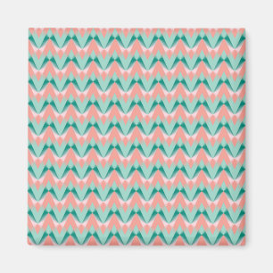 Roze Perzik Yukka En Groen ZigZag Patroon Magneet