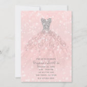 Roze Perzik Zilver Glitter Sparkle Dress Sweet 16 Kaart (Voorkant)