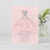 Roze Perzik Zilver Glitter Sparkle Dress Sweet 16 Kaart (Staand voorkant)