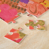 -roze perzikbloemen Botanische Waterverf Legpuzzel (Zijkant)