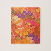 -roze perzikbloemen Botanische Waterverf Legpuzzel (Verticaal)