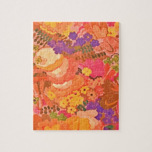 -roze perzikbloemen Botanische Waterverf Legpuzzel (Verticaal)