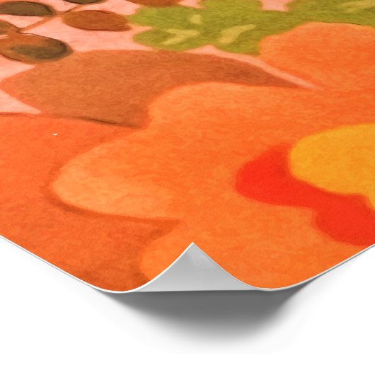 -roze perzikbloemen Botanische Waterverf Poster (Hoek)