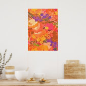 -roze perzikbloemen Botanische Waterverf Poster (Keuken)