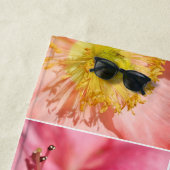 Roze perzikbloemen, collage strandlaken (In situ)