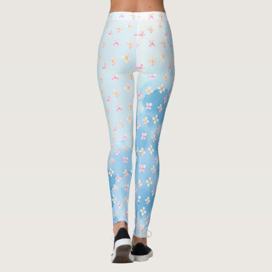  roze perzikbloemen leggings (Achterkant)
