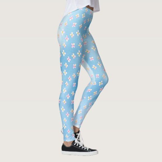 roze perzikbloemen leggings (Rechts)