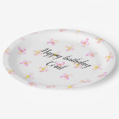 roze perzikbloemen papieren bordje (Gekanteld)