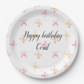 roze perzikbloemen papieren bordje (Voorkant)