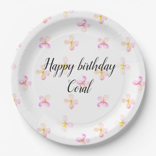 roze perzikbloemen papieren bordje (Voorkant)