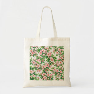 Roze Perzikbloesem Botanisch Bloempatroon Tote Bag