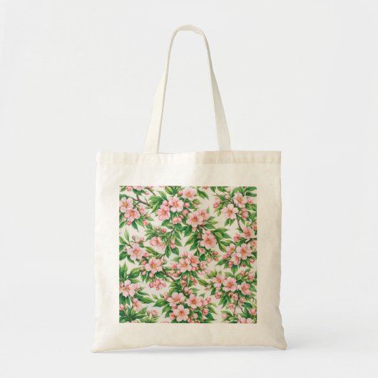 Roze Perzikbloesem Botanisch Bloempatroon Tote Bag (Voorkant)
