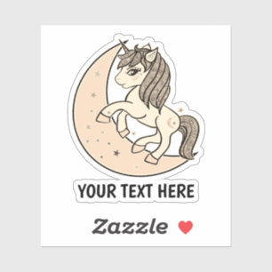 Roze Perzikbloesem Hemelse Maan & Sterren Eenhoorn Sticker