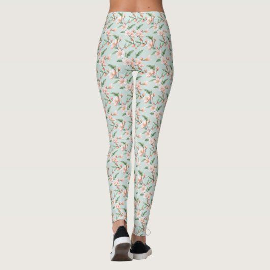 Roze perzikboom bloesem all-over-print Leggings (Achterkant)