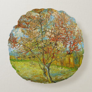 Roze Perzikboom in Bloei door Vincent van Gogh Rond Kussen