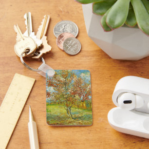 Roze Perzikboom in Bloei door Vincent van Gogh Sleutelhanger