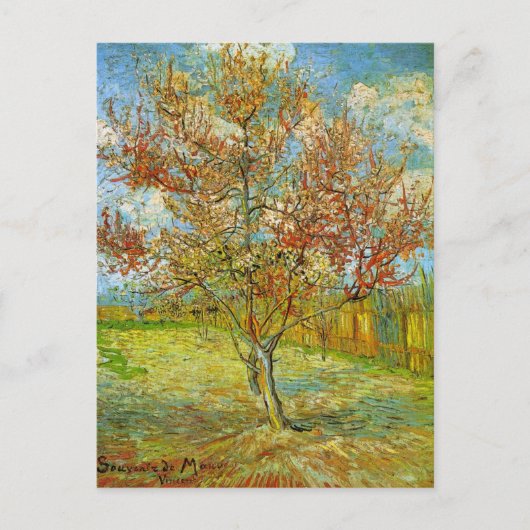 Roze Perzikboom in Blossom door Vincent van Gogh Briefkaart (Voorkant)