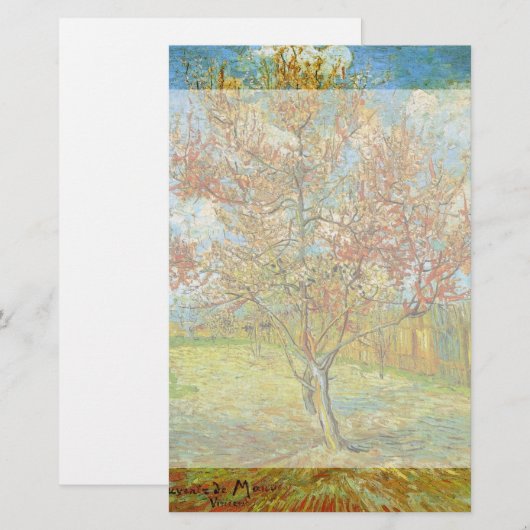 Roze Perzikboom in Blossom door Vincent van Gogh Briefpapier (Voorkant / Achterkant)
