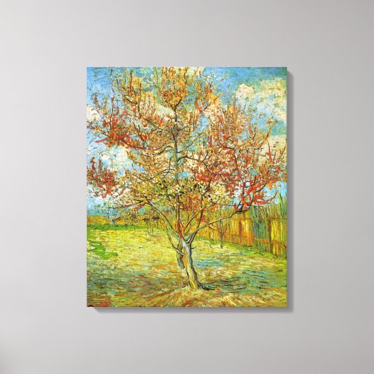 Roze Perzikboom in Blossom door Vincent van Gogh Canvas Afdruk (Voorkant)